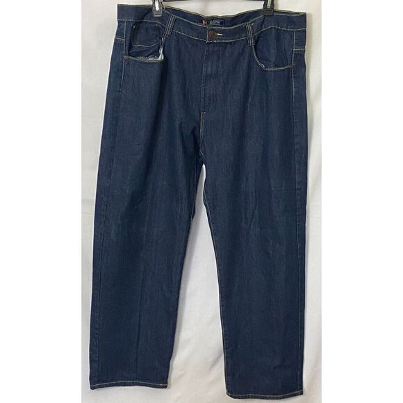 Jinzu Mens Denim Jeans 48x34 Dk Blue Contrast Stitching Y2K HipHop Skater Grunge - Picture 2 of 5